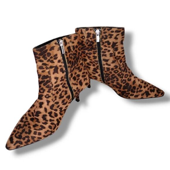 Eloquii Womens Boots Animal Print Sz 8w Browns Faux Suede Ankle Zip Stretch Tab - Picture 2 of 14
